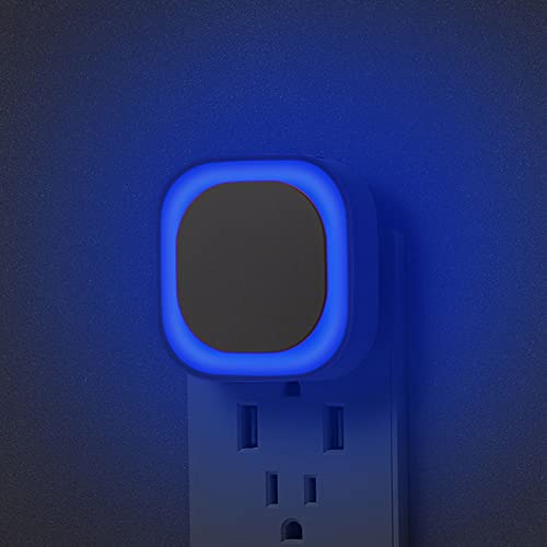 YUNLEX 2 Pack Plug in Dimmable Night Light, Square Nightlight, Auto Dusk to Dawn Sensor, LED Wall Night Light, Soft Glow, Blue Night Light for Bathroom, Hallway, Stairs, Kitchen, Bedroom, Garage