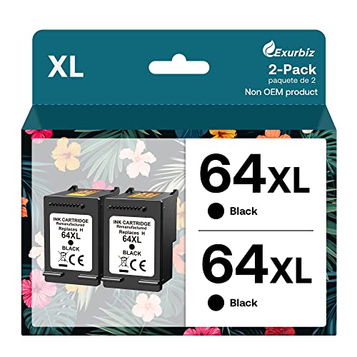 64XL Ink Cartridges Black Compatible for HP 64 XL Work with HP Envy Photo 7855 7858 7155 6255 6252 7100 7800, HP Envy Inspire 7900e 7950e Tango Series Printer (2 Pack)