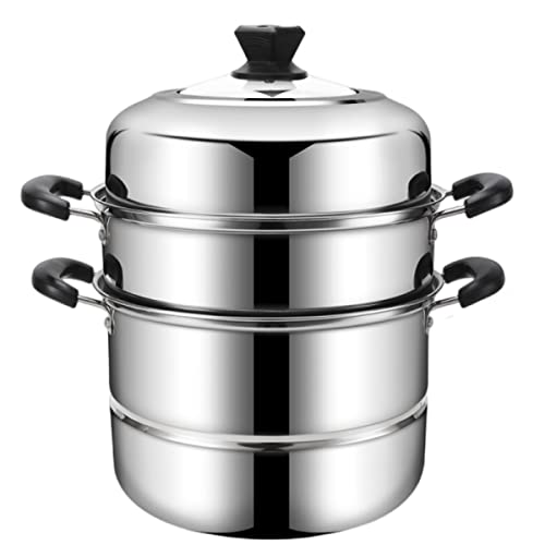 11.8inch Steam Pots Stainless Steel Steamer Pot with Lid 3-tier Steam Pot for Cooking Multipurpose Stainless Steel Steaming Pot,3pcs Steamer Liners with Kitchen gripper,Vegetable, Dumpling, Stock, Sauce (11.8Inch/30cm)