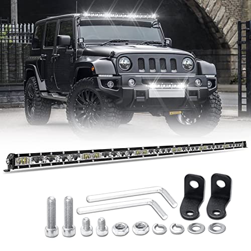 BraveWAY LED Light Bar Single Row 38IN 21000LM Ultra Slim Driving Lights Bar Spot Flood Combo Off Road Light Bar for Offroad 4x4 Truck Roof Bumper ATV UTV SUV