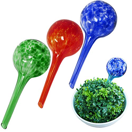 Evelots 3 Pack Plant Watering Globe-Glass-Automatic Water System-Indoor/Outdoor