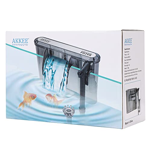 AKKEE Fish Tank Filter for Aquarium, Super Quiet Hang On Aquarium Filters Automatic Cleaning Water Adjustable Aquarium Filter for Fish Tank