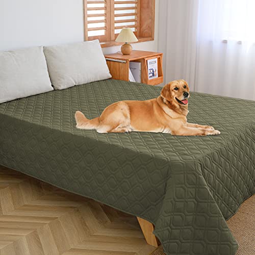 Waterproof Dog Bed Covers for Couch Protection Dog Pet Blanket Furniture Protector (52X82, Green+Blue)