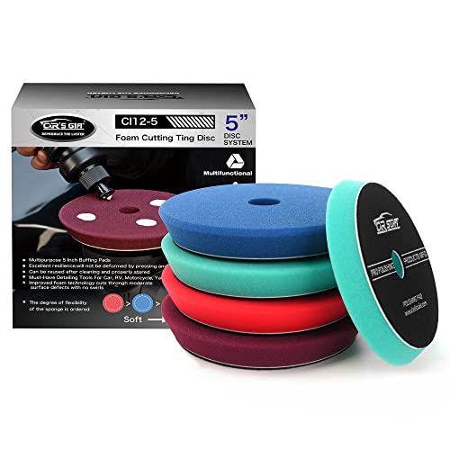 CAR'S GIFT 5" polishing pads,for DA or Rotary polishing and Air Polisher,4 grits from coarse to fine, meet your different polishing needs(4Items)