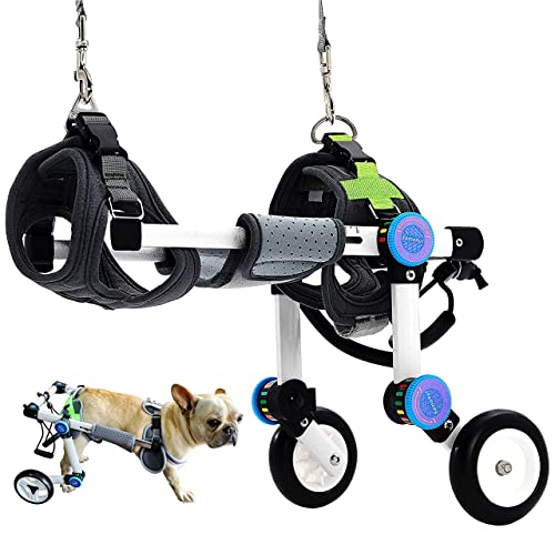 Adjustable Dog Wheelchair,Fordable Dog Wheelchair for Back Legs,Assist Small Pets with Paralyzed Hind Limbs to Recover 2 Colour 5-Size(XXS White)