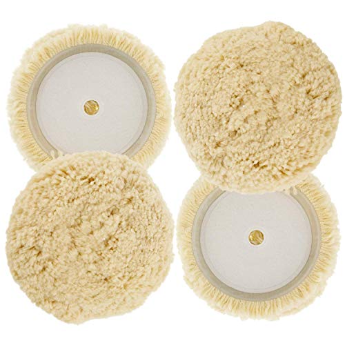 TCP Global 6" 100% Wool Hook & Loop Grip Buffing Pad for Compound Cutting & Polishing (Pack of 2)