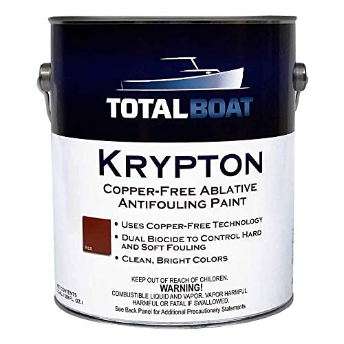 TotalBoat Krypton Copper Free Antifouling  Marine Ablative Boat Bottom Paint | For Fiberglass, Wood, Aluminum & Steel Boats | Ideal for Outdrives & Trim Tabs (Red, Gallon)
