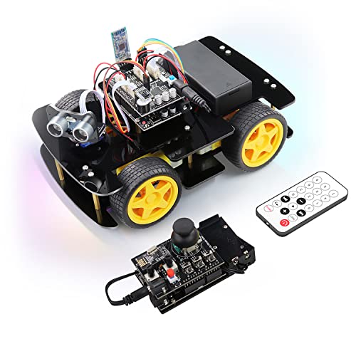 FREENOVE 4WD Car Kit with RF Remote (Compatible with Arduino IDE), Line Tracking, Obstacle Avoidance, Ultrasonic Sensor, IR Wireless Remote Control Servo