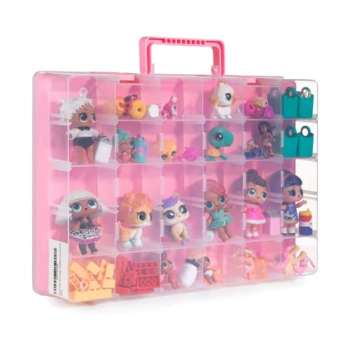 Bins & Things Toy Storage Organizer and Display Case, Doll Storage Case (14.5 x 2.9 x 11 inches), Compatible with Lego Storage, Hot Wheels storage, LOL Dolls, Shopkins, Beyblade, Lego and LPS Figures - Portable Adjustable Box w/Carrying Handle