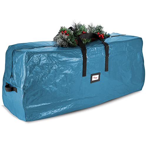 Hearth & Harbor Bag with Handles & Sleek Dual Zipper Waterproof Christmas Tree Storage Box, 7.5' ft, PE Plastic