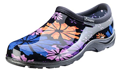 Sloggers Waterproof Garden Shoe for Women  Outdoor Slip On Rain and Garden Clogs with Premium Comfort Insole, (Flower Power), (Size 11)