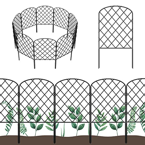 OUSHENG 10 Pack Decorative Garden Fence, Total 10ft(L) x 24in(H) No Dig Animal Barrier Border, Rustproof Metal Wire Section Edging Defence Fencing Panel for Outdoor Patio Garden Yard, Arched