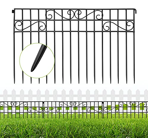 Doozx Animal Barrier Fence 10 Pack No Dig Fencing 12in(H) X 16.3ft(L), Rustproof Metal Wire Panel Decorative Garden Fence for Dog Rabbit Pet Outdoor Decor