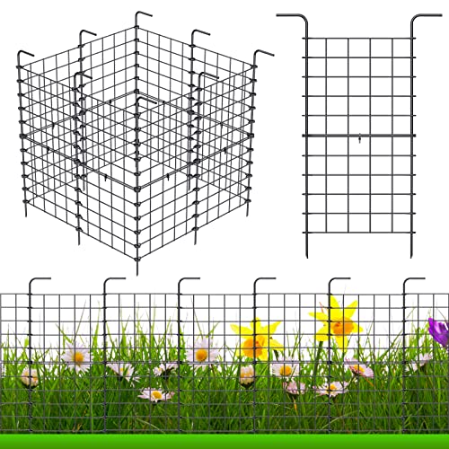 16 Pack Decorative Garden Fence Outdoor 24in x 11ft Coated Metal RustProof Landscape Wrought Iron Wire Border Folding Patio Fences Flower Bed Fencing Barrier Section Panels Decor Picket Edging