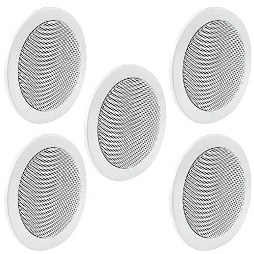 RecPro RV Ceiling Speaker | White 5.25" 35W | Camper Speakers | RV Replacement Speakers (5 Pack)