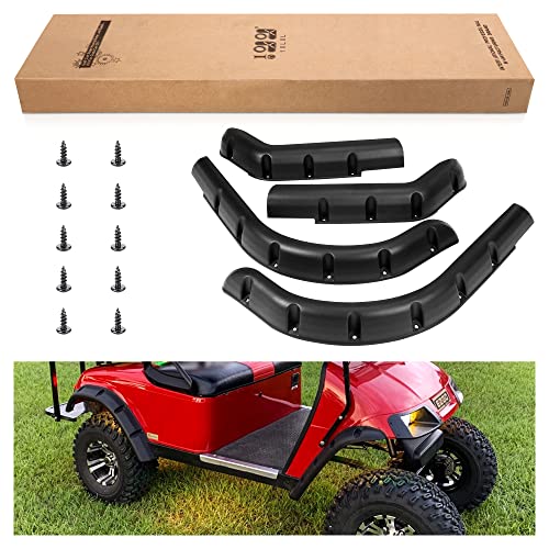 10L0L Golf Cart Standard Fender Flares Front and Rear for EZGO TXT 1998-2013 Gas/Electric Golf Carts with Metal Hardware (Set of 4)