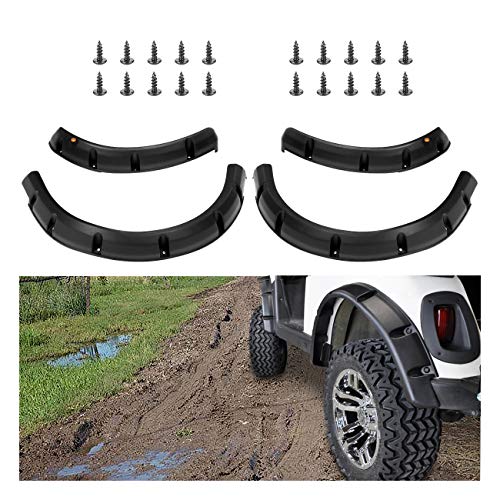 10L0L Golf Cart EZGO RXV Standard Fender Flares Front and Rear Fender for 2008-2015 EZGO RXV Gas and Electric Golf Carts with Metal Mounting Hardware (Set of 4pcs)