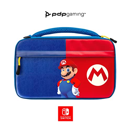PDP Gaming Officially Licensed Switch Commuter Case - Mario - Semi-Hardshell Protection - Protective PU Leather - Holds 14 Games & Console - Works with Switch OLED & Lite - Perfect for Kids / Travel