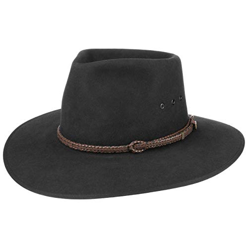 Akubra Cattleman Traveller Fur Felt Hat Men Black 6 5/8