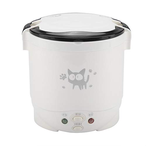 1L Mini Rice Cooker, 12v Electric Lunch Box Portable Travel Rice Cooker for Car Multifunctional Electric Food Steamer Rice Cooker Fast Cooking Fully Automatic Non Stick Pot for Travel Campin