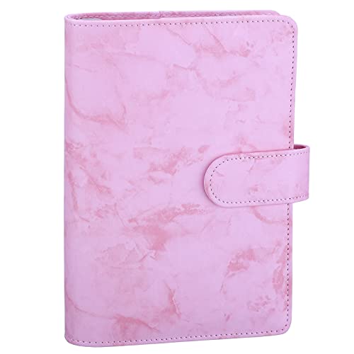 Antner A6 Budget Binder Refillable 6 Ring Notebook Planner Cover for A6 Refill Paper, Money Saving Binder for Cash Envelopes, Marble A6 Mini Personal Binder with Magnetic Buckle Closure, Pink