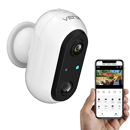 VENZ Outdoor Wireless Camera with Magnetic Base,1080P Battery Powered WiFi Cameras for Home Security,Motion Detection,Siren Alert, Night Vision, 2-Way Audio,IP65 Waterproof, SD/Cloud, Works with Alexa