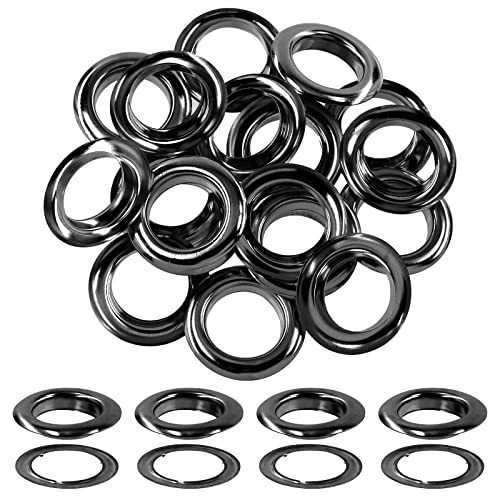 Hilitchi 40Pcs 1 Inch - 25mm Gun-Black Thicken Grommet Eyelets Metal Eyelets with Washers Assortment Kit, Hole Self Backing Eyelet for Bead Cores, Clothes, Leather, Canvas