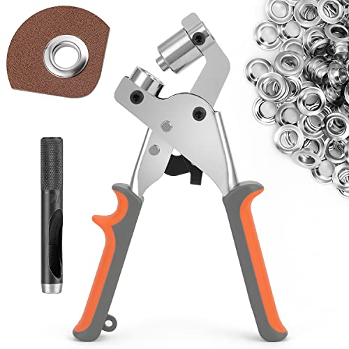 Grommet Tool Kit Eyelet Plier: IMLIKE Grommet Handheld Puncher Tool Kits Eyelet Hole Punch Pliers Set Banner Maker Machine for Fabric Paper with 500pcs Silver Grommets of 3/8 inch(10mm)