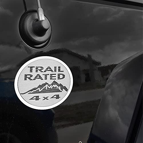 Jeep Trail Rated Emblems 2 pc Etched Stainless Steel | Compatible with 2007-2018 Jeep Wrangler JK