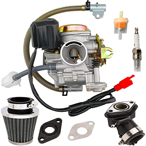 50CC Carburetor with Intake Manifold Air Filter Parts for 49cc 50cc GY6 4 Stroke High Performance 139QMB Scooter Moped Carb Engine