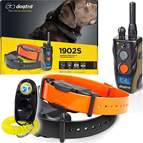 Dogtra 1902S 2-Dogs Remote Training Collar - 3/4 Mile Range, IPX9K Waterproof, Rechargeable, 127 Training Levels, Vibration - Includes PetsTEK Dog Training Clicker
