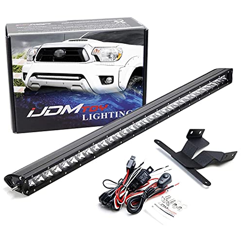 iJDMTOY Lower Grille Mount 30-Inch LED Light Bar Compatible with 2005-2015 Toyota Tacoma, Includes (1) 150W High Power CREE LED Lightbar, Bumper Opening Mount Brackets & On/Off Switch Wiring Kit