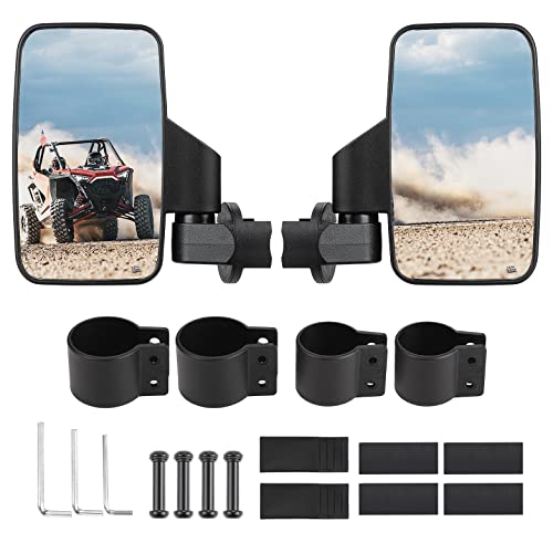 Kemimoto UTV Side Mirrors Fit for 1.6" - 2" Roll Bar Cage, Adjustable&Breakaway Rearview Side Mirrors, Compatible with Polaris RZR 900, XP 1000/4, Commander Maverick X3 Viking Rhino Kawasaki Teryx.