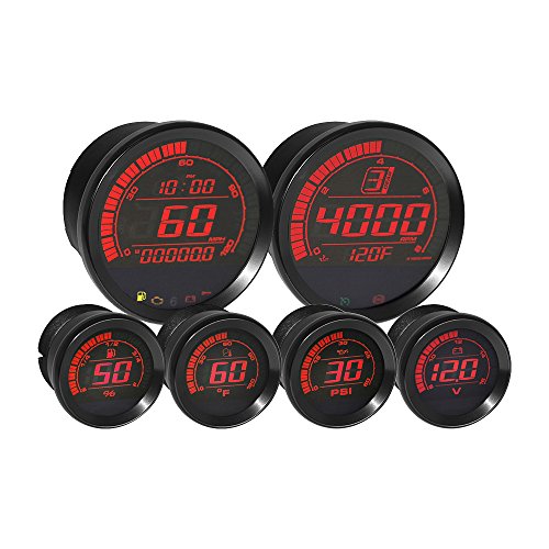 Koso BA050903 HD-02 Kit With Ambient Air Temp (6 Pcs Kit - Black Bezel)