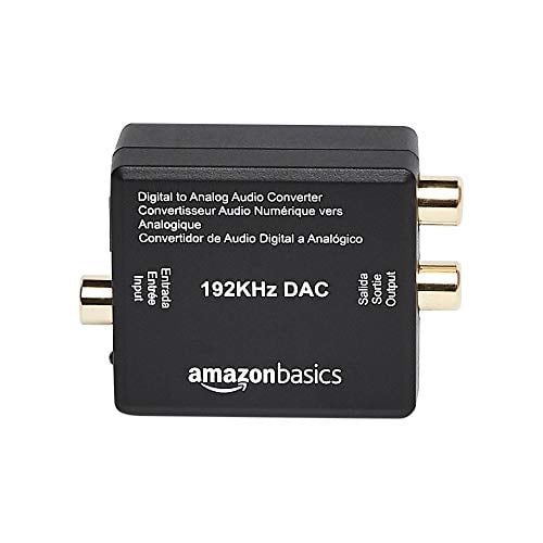 Amazon Basics 192KHz Digital Optical Coax to Analog RCA Audio Converter, ABS, Black, 2 x 1.6 x 1 inches