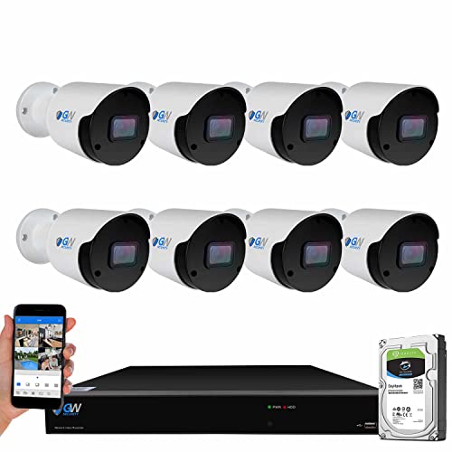 GW Security 16 Channel NVR UltraHD 12MP 4K @30FPS Face/Human/Vehicle Detection PoE Security Camera System with 8 x 12MP IP Microphone Smart AI Bullet Cameras, Color Night Vision, Outdoor/Indoor Camera