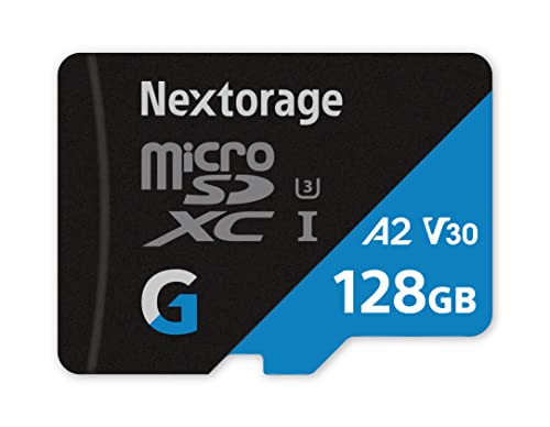 Nextorage Japan 128GB A2 V30 CL10 Micro SD Card, microSDXC Memory Card for Nintendo-Switch, Steam Deck, Smartphones, Gaming, Go Pro, 4K Video, UHS-I U3, up to 100MB/s, with Adapter (G-Series)