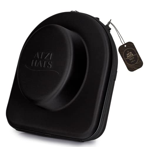 Atzi Hats Hat Case for Travel Hat Box Hat Storage Fedora Hat Box Suitcase Hat Organizer Hat Travel Hat Bag Panama Hats Mens Womens Traveler Hat Carrier Case Crush-Proof Luggage Up to 3" Brim  Black