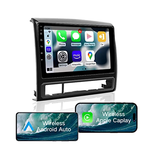 Car Stereo with Apple Carplay Wireless, ViaBecs 9" HD Capacitive Touchscreen Radio for 2005-2013 Toyota Tacoma, FM/AM Radio, Wireless Android Auto, Bluetooth 5.0, SWC, 36-EQ DSP 4GB 64GB