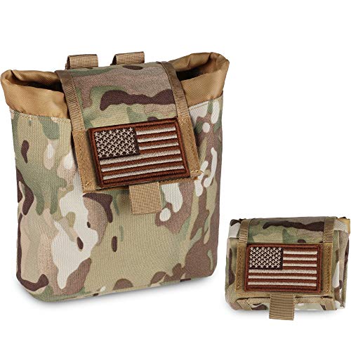 WYNEX Molle Dump Pouch Tactical, Dump Pouch Foldable Recovery Pouches Roll-Up Garbage Bag Drawstring Included U.S.A Flag Patch