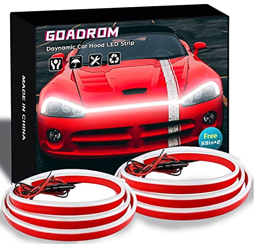 GOADROM 2 Pack Car LED Hood Light Strip White 59 Inches Exterior Flexible Car Strip Lights for Car Daytime Running Light for Cars, SUVs, Trucks