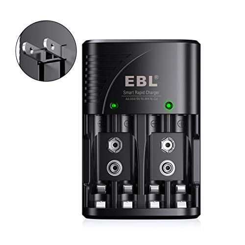 EBL Smart Rapid AA AAA Charger for AA AAA 9V Rechargeable Batteries Ni-MH Ni-CD Rechargeable Batteries