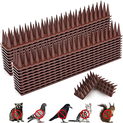 BORHOOD Bird Spikes, 20 Pack Bird Deterrent Spikes for Small Birds Pigeon Squirrel Raccoon Crow Cats Bird Defender Spikes for Outside to Keep Birds Away, Plastic Fence Spikes for Railing and Roof