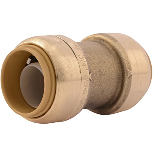 SharkBite 3/4 Inch Coupling, Push to Connect Brass Plumbing Fitting, PEX Pipe, Copper, CPVC, PE-RT, HDPE, U016LFA