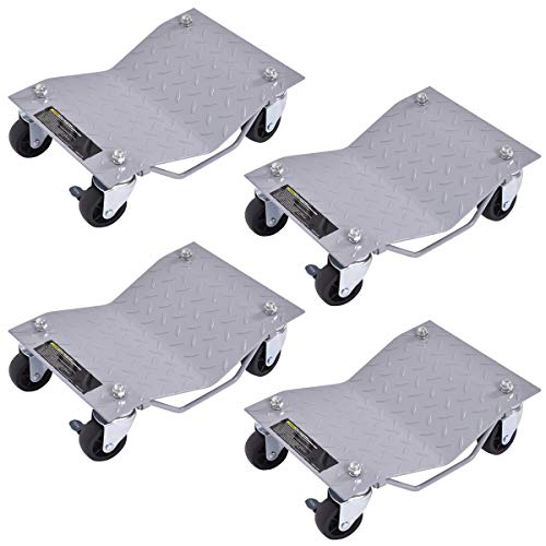 Toolsempire 4 pcs Car Dollies 6000lbs Capacity Heavy Duty Tire Wheel Dolly Car Stakes 12 x 16 inch Tire Premium Skates Wheel Car Dolly Ball Bearings Moving Car Furniture Movers (Pack of 4)