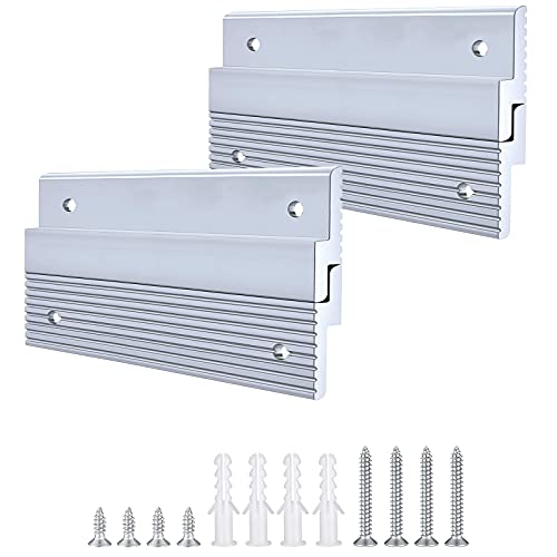 4'' French Cleat Picture Hanger, Heavy Duty Aluminum Z Clips with Screws, Interlocking Wall Mounting Brackets for Hanging Panel, Whiteboard, Cabinet, Shelf, Headboard, Art (2 Pairs, Support 50 lbs)