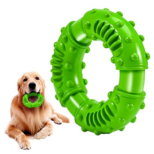 Feeko Dog Toys for Aggressive Chewers Large Breed, Non-Toxic Natural Rubber Long-Lasting Indestructible Dog Toys, Durable Puppy Chew Toy for Medium Large Dogs - Fun to Chew, Chase and Fetch (Green)