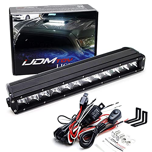 iJDMTOY 35-966 Scoop Light Bar Compatible with 2016-up Toyota Tacoma, Includes (1) 60W High Power LED Lightbar, Hood Bulge Mounting Brackets & On/Off Switch Wiring Kit