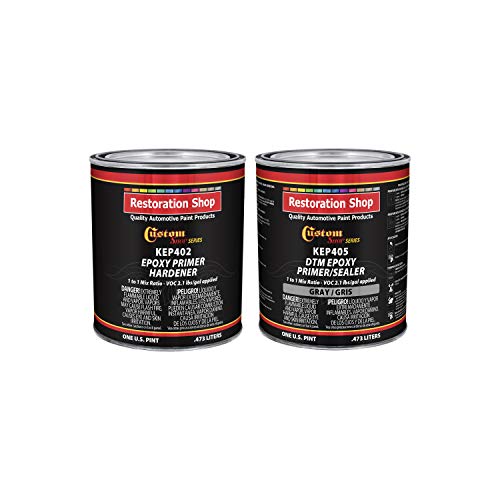 Custom Shop - Gray Epoxy Primer/Sealer 2.1 VOC (1 Quart Kit) Anti-Corrosive DTM High-Performance Primer for Automotive and Industrial use Kit = 1 Pint Epoxy Primer +1 Pint. Epoxy HDR. (1-1 Mix)