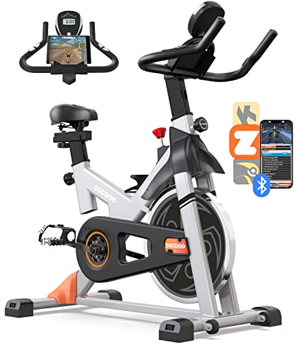 pooboo Magnetic Resistance Indoor Cycling Bike, Belt Drive Indoor Exercise Bike Stationary LCD Monitor with Ipad Mount Comfortable Seat Cushion for Home Cardio Workout Cycle Bike Training Upgraded Version